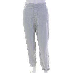 Masons Womens Linen High Waisted Cuff Ankle Trouser Pants Light Gray Size 46
